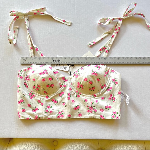 NWT Zara pink white floral crop top L - Picture 11 of 11